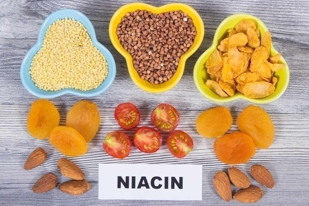 Healthy natural ingredients containing vitamin B3 and minerals Nutritious eating